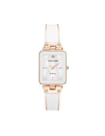 Anne Klein Accent Rectangular Watch Diamond White / Rose / Gold | AUDFL82323