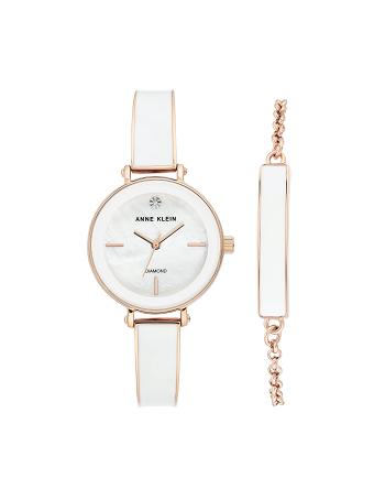 Anne Klein Bangle Watch With Bracelet Set Diamond White | BAUSO58731