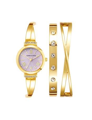 Anne Klein Bangle Watch and Bracelets Sets Lavender / Gold | SAUNY81946
