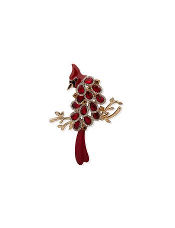 Anne Klein Box Pin Crystal Cardinal Brooches Gold | QAUUV83518