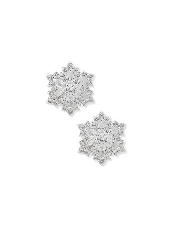 Anne Klein Button Snowflake Pierced Earrings Silver | AAUWC44196