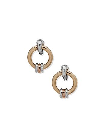 Anne Klein Circle Link Button Clip Earrings Gold / Silver | BAUSD59982