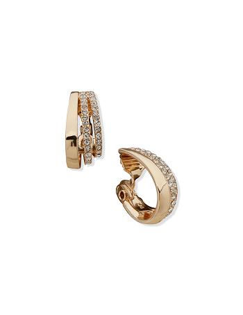 Anne Klein Clip On 3 Way Hoop Clip Earrings Gold | AUNEJ58477