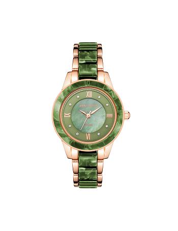 Anne Klein Considered Solar Powered Resin Watch Best Sellers Green / Rose / Gold | YAUGT13329