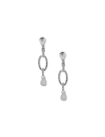 Anne Klein Double Drop Pear Stone Clip Earrings Grey / Silver | DAUVO97291