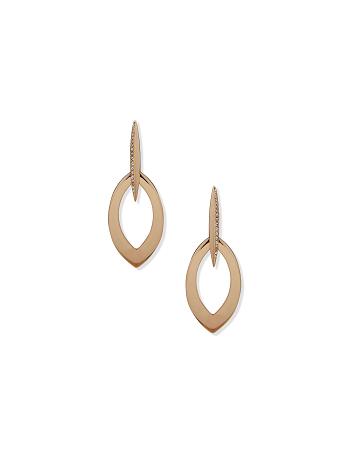 Anne Klein Drop With Micro Pave Pierced Earrings Gold | AUJZR20723
