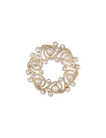 Anne Klein Faux Pearl Wreath Brooch Brooches Gold | AUDFL79649