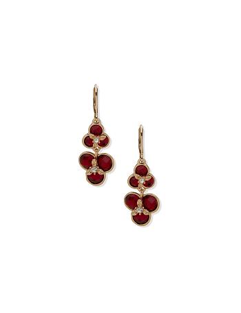 Anne Klein Flower Double Drop Siam Pierced Earrings Gold | AUCIF70978