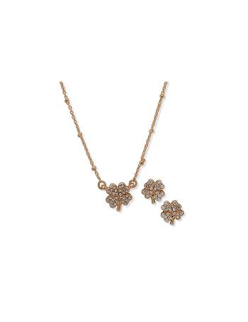 Anne Klein Four Leaf Clover Necklace and Earring Set in Pouch Earrings Gold | AUDYB76998