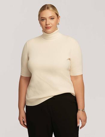 Anne Klein Half Sleeve Turtleneck Plus Size White | FAUHY88055
