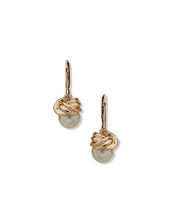 Anne Klein Levback Pearl Drop Earrings Gold | XAUBH92549