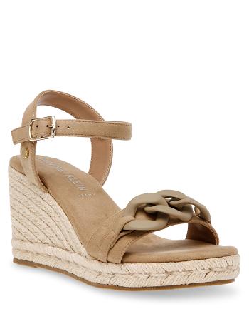 Anne Klein Melluso Dress Wedges Sandals Beige | AUJZR81324