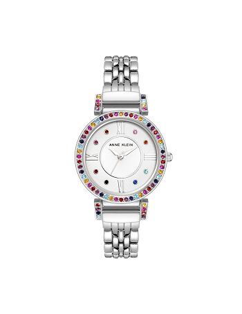 Anne Klein Multicolored Premium Crystal Watch Metals Silver | AUCVG99442