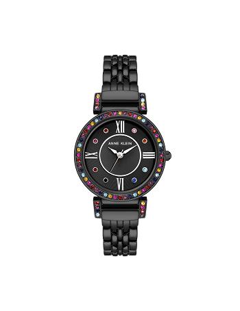 Anne Klein Multicolored Premium Crystal Watch Metals Black | AUEGJ99090
