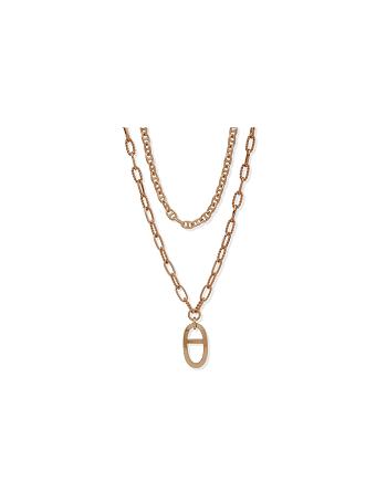 Anne Klein Multirow Pendant Necklace Gold | UAUND14410