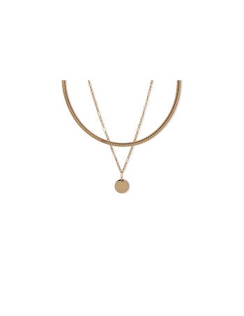 Anne Klein Omega Chain With Coin Pendant Necklace Gold | AUEAH77408