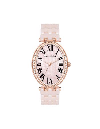 Anne Klein Oval Bracelet Watch Ceramics Pink / Rose / Gold | AUQAV73377