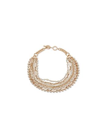 Anne Klein Pearl Link Multi Row Necklace Multicolor / Gold | ZAUNQ30803