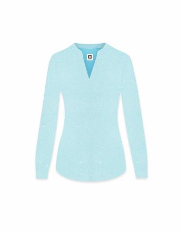 Anne Klein Rambling Mini Dot Split Neck Tunic- Clearance Tops Blue | LAUTR52291