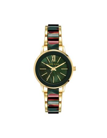 Anne Klein Resin Link Bracelet Watch Metals Gold / Green / Burgundy | ZAUNQ93916