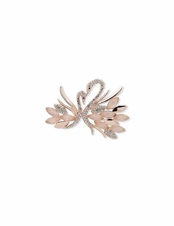 Anne Klein Rose Gold-Tone and Crystal Swan Brooch Best Sellers Rose / Gold | XAUGW75176