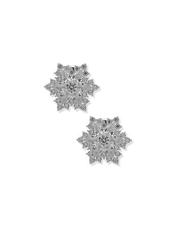 Anne Klein Snowflake Stone Button Clip Earrings Grey / Silver | AUIIZ58294