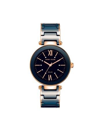 Anne Klein Solar Powered Ceramic Watch Considered Navy / Rose / Gold | TAUPQ51921