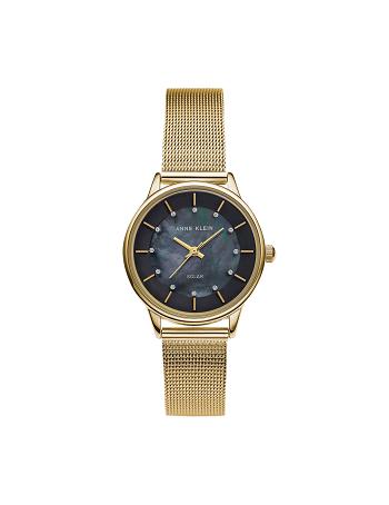 Anne Klein Solar Powered Mesh Watch Considered Gold / Black | AUQCS91200
