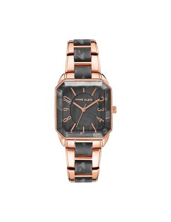 Anne Klein Square Case Resin Link Bracelet Watch Metals Rose / Gold / Grey | LAUTR39818