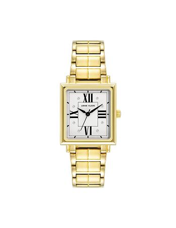 Anne Klein Square Crystal Accented Dial Watch Metals Gold | AAUWC37241