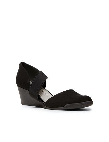 Anne Klein Tara Strap d'Orsay Wedges Black | AAUWC77480
