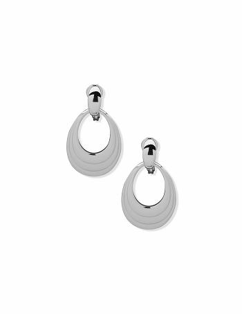 Anne Klein Tiered Doorknocker Clip Earrings Silver | AUDYB14593
