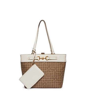 Anne Klein Tile Lion Logo Bag Tote Bags Grey / White | LAUSX77187